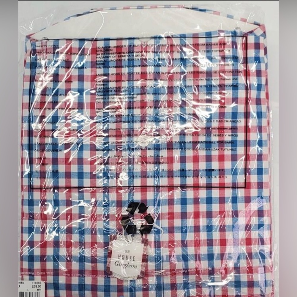 Ben Sherman,Red,White and Blue House Gingham Long Sleeve Shirt. NWT Size Large - Picture 2 of 5